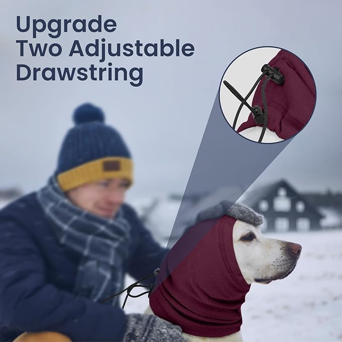 Nanaki Calming Hoodie Dog Ear Cover Dull Red,ML-Soft No Shake Dog Ear Wrap Hematoma, Adjustable Head Protection for Fireworks Grooming, Anxiety Relief, Thunderstorm, Bathing Noise Protection