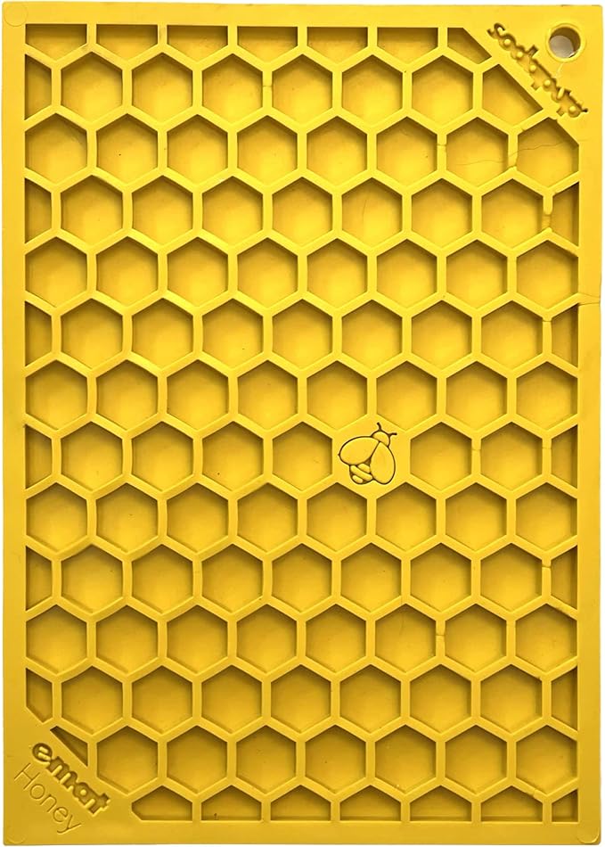 SodaPup Honeycomb eMat – Durable Lick Mat Feeder Made in USA from Non-Toxic, Pet-Safe, Food Safe Rubber for Mental Stimulation, Avoiding Overfeeding, Fresh Breath, Digestive Health, Calming, & More