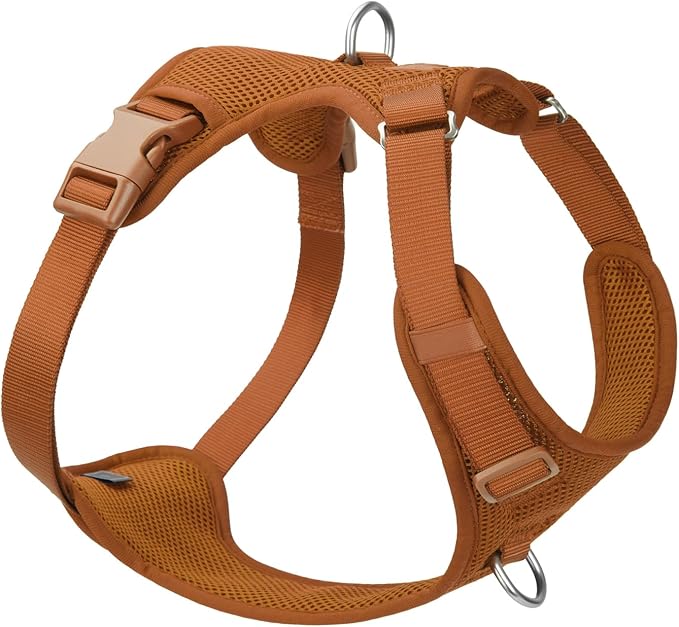 No Pull Dog Harness for Small Medium Large Dogs - Adjustable 2 Layer Mesh Dog Vest with Dual Clip, Escape Proof, Quick Release, Lightweight Breathable Mesh for Walking Hiking (Carmel Brown,S)