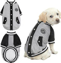 BEAUTYZOO Dog Sweaters for Small Medium Large Dogs, Dog Hoodie Warm Fleece Dogs Winter Clothes Cute Stylish Boy & Girl Dog Sweatshirts, Grey Sport Coats Baseball Uniform Jackets for Puppy, M