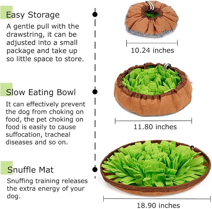 Dog Snuffle Bowl Mat Treat Puzzle Dog Snuffle Feeding Mat Training Pad Nose Work Mat Slow Eating Bowl(Green)