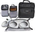 Small 7-Piece Bistro Box Dog Food Travel Kit, 6-Cup Kibble Storage, 2 Silicone Bowls, Mat & Scoop - Premium Portable Pet Food Kit for Weekends, Overnights, Daycare & Camping, Graphite