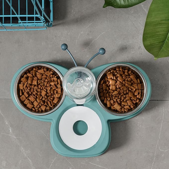 TOYANDONA Automatic Pet Feeder and Anti-Skid Water Dispenser with 720ml Stainless Steel Bowls, Multi-Function Feeding and Drinking Station for Cats and Dogs in Household Use