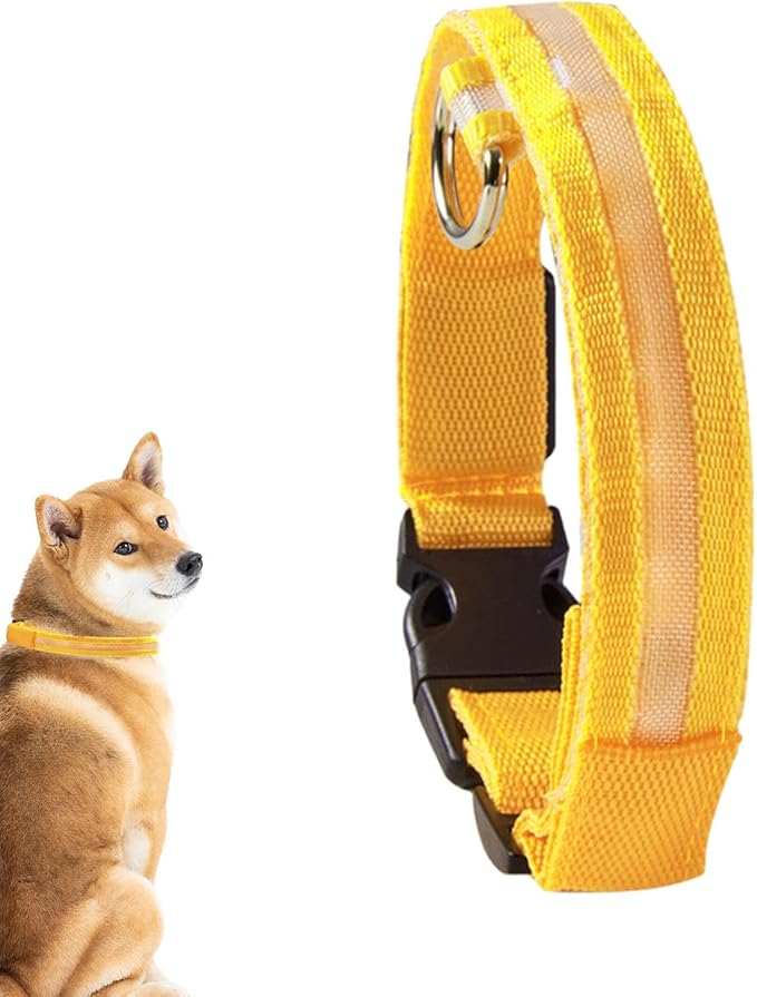 Pet Collar, Dog Training Collar with Night Visibility, 3 Flashing Modes, Rainproof Rechargeable Pet Collar, 500mah Battery, Adjustable Dog Light Collar, Waterproof Dog Collar for Large Dogs