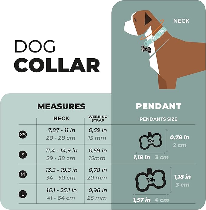 Adjustable Dog Collar with ID Tag – Soft Polyester, Quick Release Buckle – Durable, Waterproof, Cute Dog Collar – Puppy Collar, Stylish Pet Accessories (Laguna, Medium)