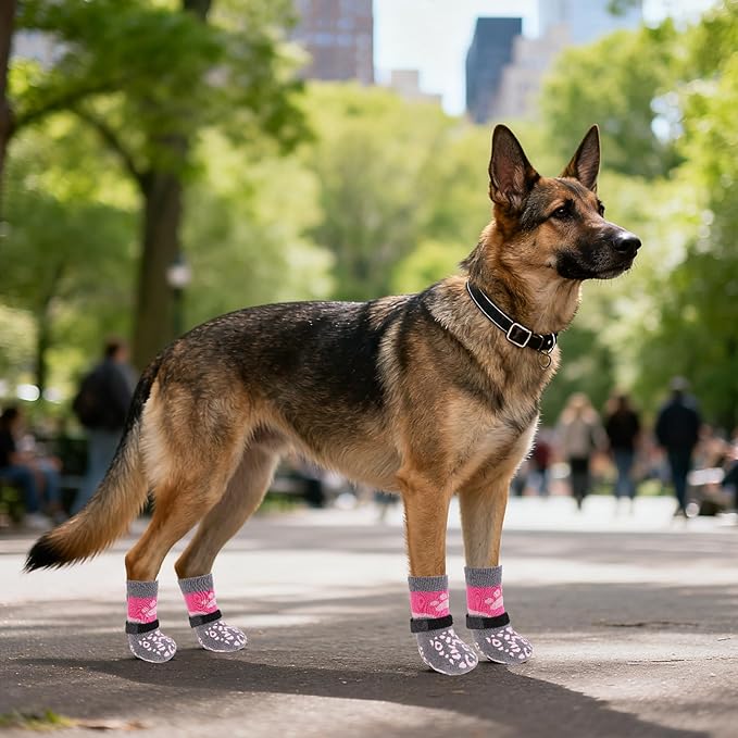 KOOLTAIL Dog Socks to Prevent Licking Paws for Hardwood Floors Anti Slip, Winter Warm Pet Boots&Paw Protector with Grippers, Double Sides Puppy Shoes Booties for Small Medium Large Senior Dogs