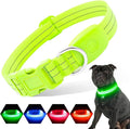 Light Up Dog Collars Rechargeable, Reflective LED Glow Dark Dog Collar for Small Medium Large Dogs, Adjustable Pet Dog Lights for Safe Night Walk-Green, Small