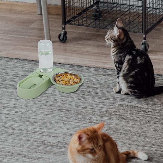 Cat Feeder Station Rotating Corner Design Automatic Food and Water Dispenser for Indoor Pets Non- Base Safe Materials for Cats and Dogs