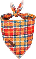 Fall Dog Bandana – Orange Yellow Plaid Triangle Scarf for Small Medium Large Dogs, Soft Cotton Pet Bib for Autumn Thanksgiving, Adjustable Dog Kerchief for Daily Fall Wear
