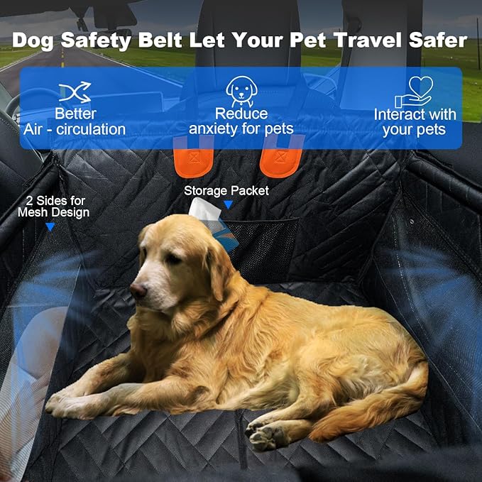 Dog Car Seat for Small, Medium & Large Dogs and Cats – Pet Booster Seat with Breathable Mesh Sides, Portable Travel Car Seat for Dogs, Comfortable Cushion, Easy to Clean, Fits Cars SUVs Trucks