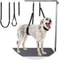 Dog Grooming Belly Strap - 3PCS Grooming Restraint Set Adjustable Belly Band Loops Strap with Padded Support & Loop Extension Straps Pet Grooming Harness Kit for Dogs (Black)