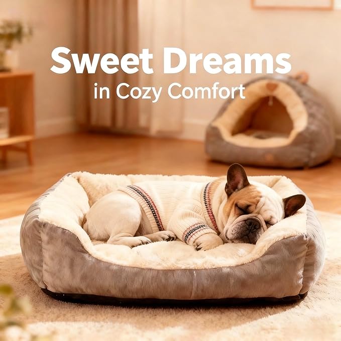 Small/Medium Dog Sweater, Warm Dog Winter Coat w/Sleeves, Comfortable High Neck & Leash Hole, Premium Dog Clothes for Bulldog-Best for Holidays, Daily Walks L White