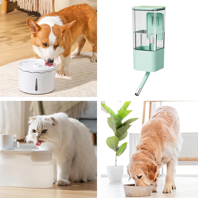Dog Water Bowl Dispenser, Leak-Resistant System, 1 Piece, Dog Water Dispenser, Pet Waterer, Automatic Flo'w Control, for Small Medium Pets Cats Puppies Rabbits Home