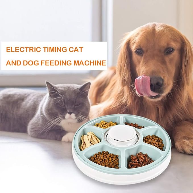 Automatic Pet Feeder for Dogs and Cats, Dry Or Wet Food Dispenser,6 Meal Trays with Portion Control,LCD Display Programmable Digital Timer, Voice Recorder Auto Cat Feeders