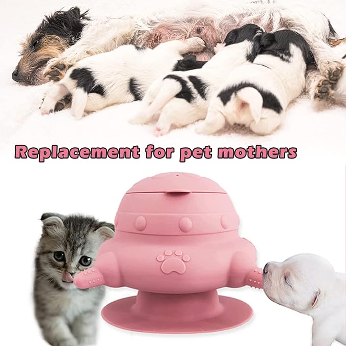 Puppy Feeder for Multiple Puppies, 240ml Silicone Puppy Milk Feeder Bowl with 4 Teats, Puppy Bottles Feeding Station for Nursing Kittens, Puppies, Rabbits(1 Puppy Feeder+2 Nipples+2 Syringes+1 Brush)