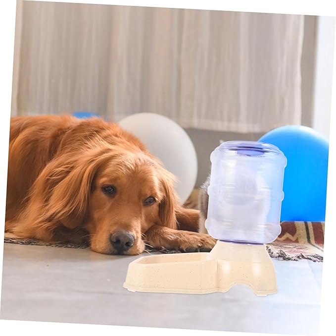 Automatic Pet Water Dispenser Feeder for Cats and Dogs No Leak Design Lightweight Durable for Home Use Beige Color