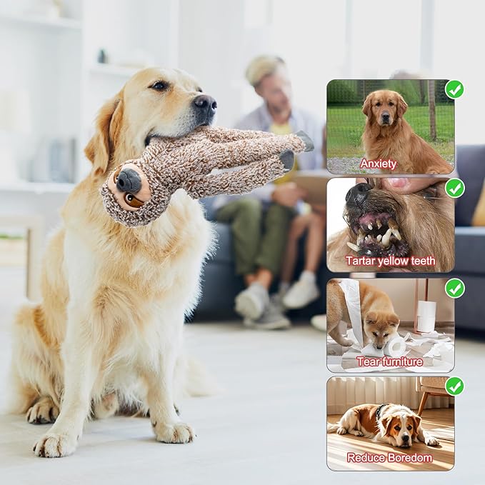 Shuse No Stuffing Dog Toys for Large Dogs, Squeaky Crinkle Interactive Dog Animals Toys, Plush Teething Toys to Keep Them Busy, Cute Funny Dogs Gifts for Small Medium Large Breed