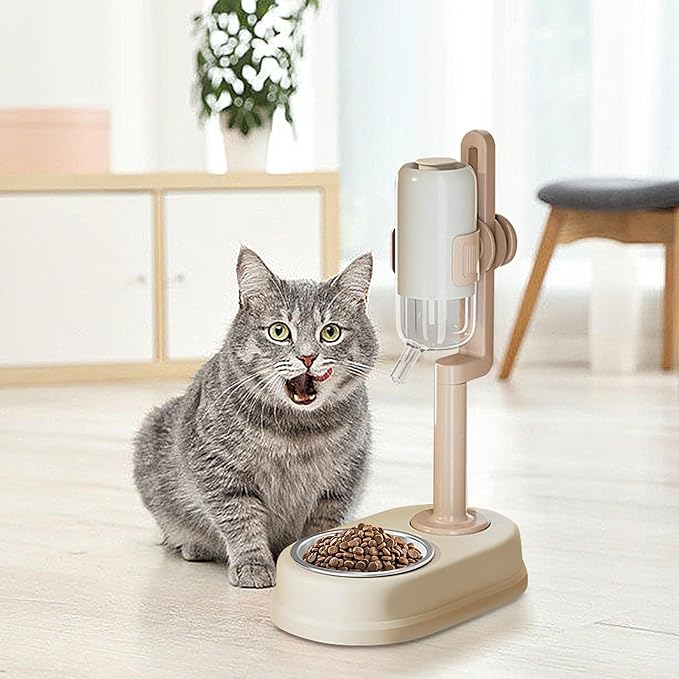 Pet Automatic Feeders - Food Water Bowl Set, No-Drip, Easy-Clean | Dog Cat Small Animal Feeder for Continuous Meals, Hydration Management, Indoor Outdoor Use