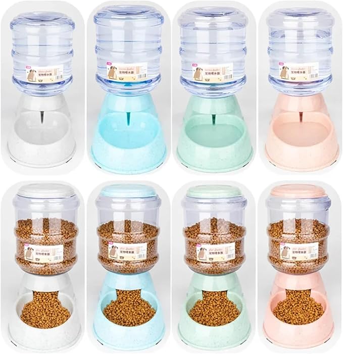 Large Capacity Automatic Pet Feeder and Water Dispenser for Small Dogs and Cats - Ideal Feeding Solution(Water-Green)