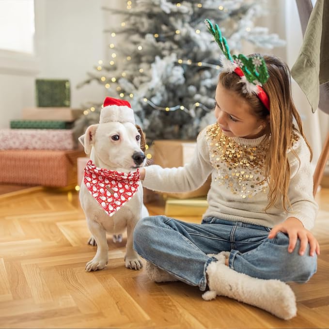 Elegant Little Tail Dog Bandana for Christmas - 1PC Adjustable Soft Washable Square Dog Scarf for Small to Large Dogs