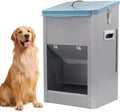 Automatic Dog Feeder Large Breed Dog Food Dispener, 25Lbs Outdoor Pets Feeder Gravity Food Feeder for Large Dogs, Galvanized Hanging Automatic Dog Food Dispenser Container