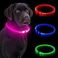 LED Dog Collar, Waterproof Light Up Dog Collar Rechargeable, Dog Safety Necklace for Night Walking, Adjustable Cut-to-Fit Silicone Collar Small Medium Large Dog 27.5” Cuttable (Pink)