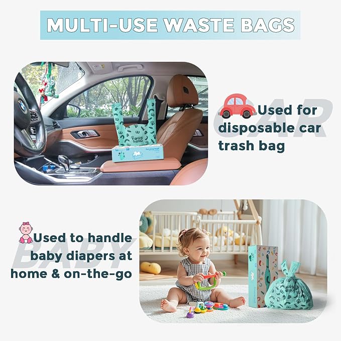 Cat Litter Disposal Bags and Dog Poop Bags with Handle,Cornstarch Based Extra Thick and Guaranteed Leak Proof Poop bags for Kitty and Doggy(180 Count 1.1 Gallon,Lavender Scent)