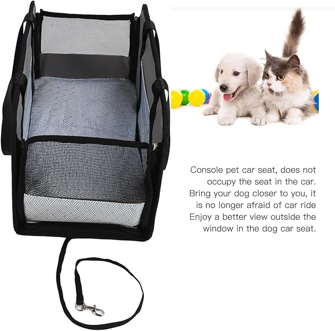 Pet Car Seat Travel Bags with Pillow Foldable Safety Booster Console Dog Car Seat for Small Pets Portable Washable Design