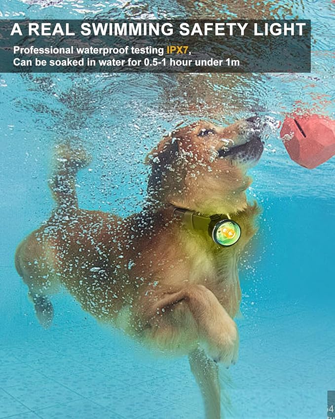 Tubasion XL 2-Uses Dog Collar Light Rechargeable, 8 Modes LED Safety Light Clip On for Dog Raincoat/Jacket, IPX7 Waterproof Dog Lights for Night Walking, Running, Camping, Cycling