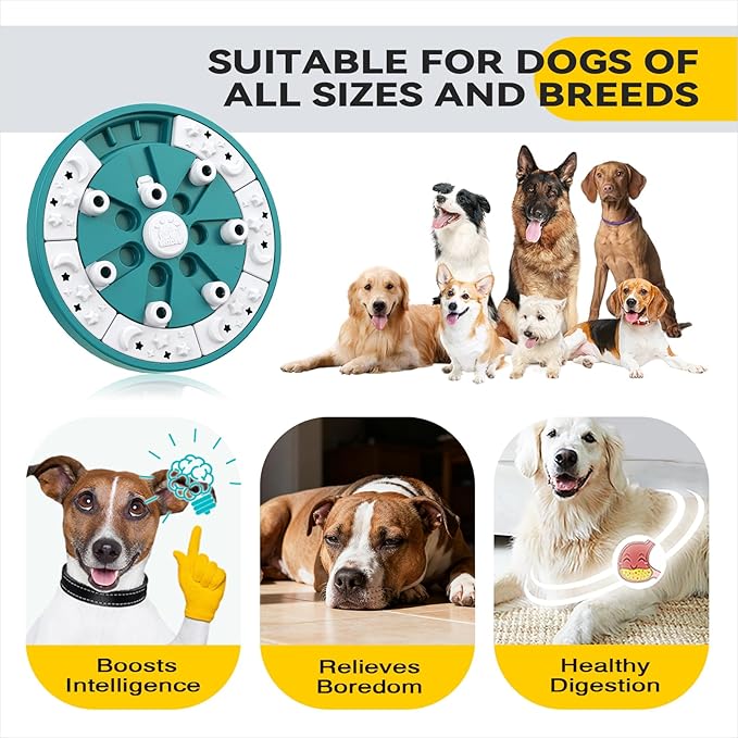 KADTC 2 Levels of Step-by-Step Challenge,Large Size,Beginner to Advanced Dog Puzzle Toys,3 Ways to Play,U.S. Brand & Design Treat Puzzles for Dogs Mental Stimulation Enrichment Food Slow Feeder Toy