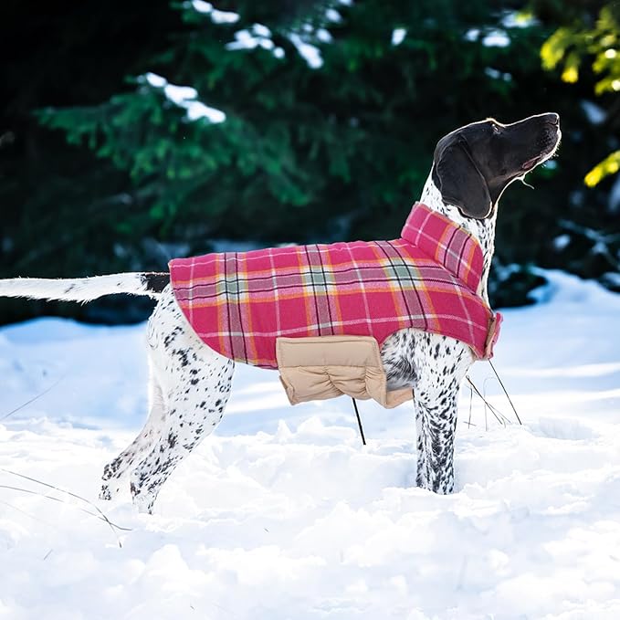 Kuoser Warm Dog Coat, Waterproof Dog Coats for X-Small Dogs, Adjustable Durable Doggie Winter Jacket Reversible Cozy Puppy Cold Weather Apparel from Small to Large Breed, Rose XS