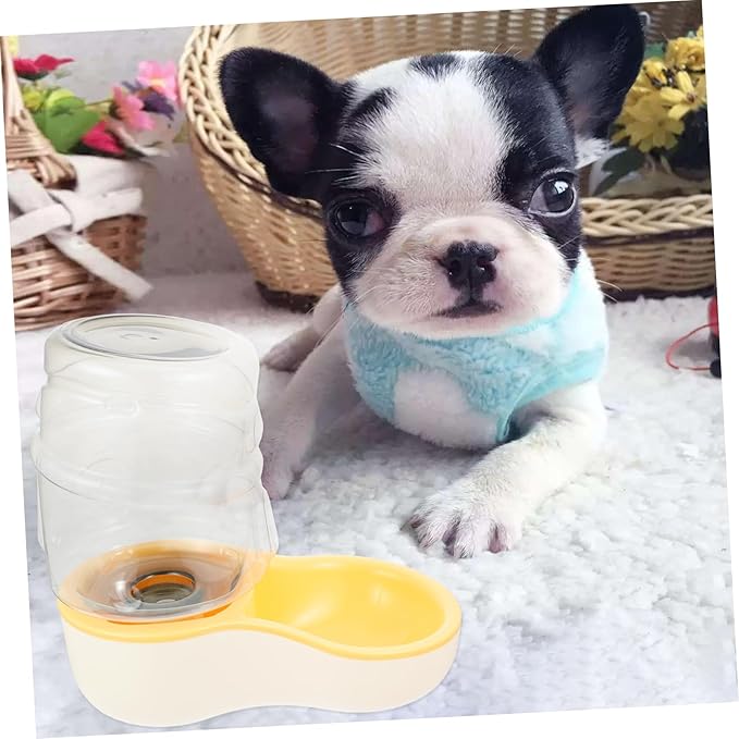 SUPVOX 1pc Automatic Pet Water Feeder for Dogs and Cats Cream Yellow Drinking Bowl Deepened Trough Easy to Suitable for Pets Water Dispenser