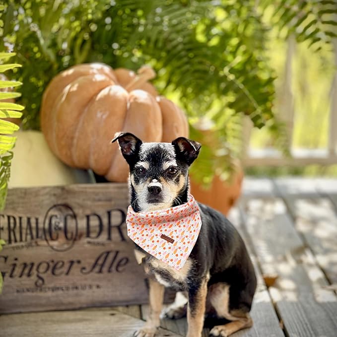 Elegant Little Tail Fall Dog Bandana - Halloween Bib Scarf for Girl Boy Dogs - Soft Washable Square Adjustable Kerchief for Small Medium Large Dogs