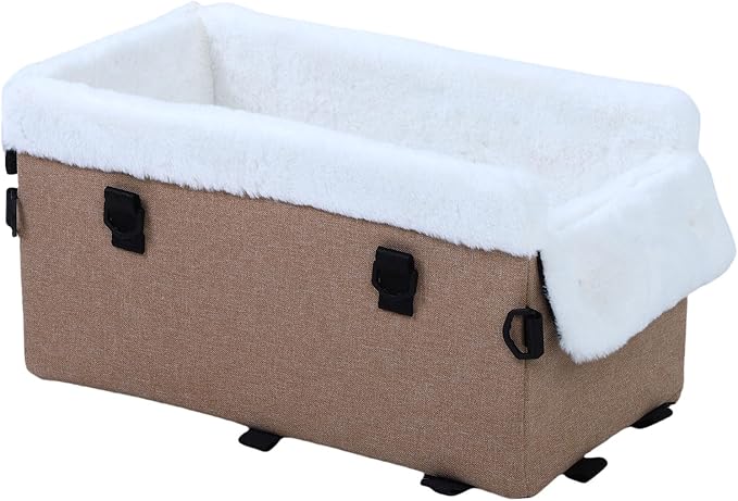 ASHATA Dog Car Seat for Small Dogs, Portable Soft Pet Car Travel Home Bed, Comfortable Pet Carrier for Trucks SUVs (Khaki)
