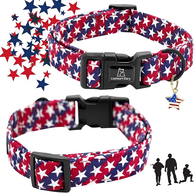 Lionheart glory American Flag Dog Collar, 4 of July Patriotic Independence Dog Collar Heavy Duty Adjustable Collars for Small Dogs Pet Gift Summer Collars