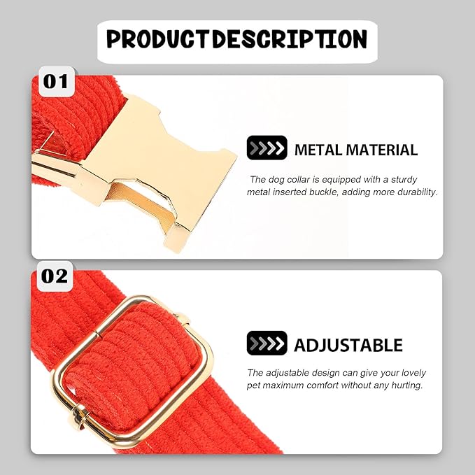 Alasum Metal Buckle Adjustable Cloth Dog Collar for Small to Medium Dogs S Size, Fashionable Pet Collar Necklace with Reflective Buckle for Daily Use and Puppy Training