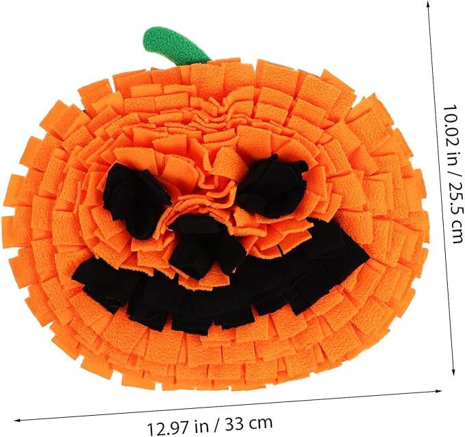 Garneck Pumpkin Dog Snuffle Mat Bright Sniffing Feeding Mat for Large Breeds Unique Design Durable Polar Fleece Easy to Clean Fun Interactive for Pets
