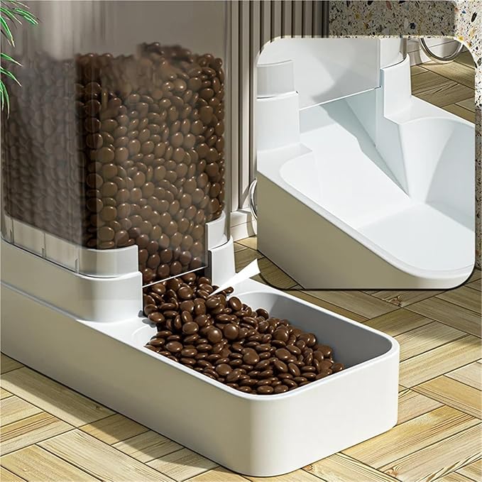 Automatic Pet Feeder and Water Bowl - Transparent Food Storage Feeder for Dogs and Cats - Ideal for Puppies and Kittens(Feeder and Drinker)