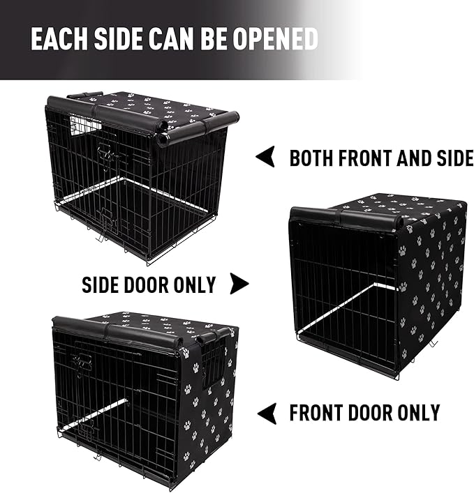 Pet Prime Dog Crate Cover Indoor/Outdoor Durable Windproof 600D Oxford Fabric Pet Kennel Cover Fit for 24 30 36 42 48 Inches Wire Dog Crate for Small and Large Dogs-Cover Only (36 Inch (36"x23"x25"))