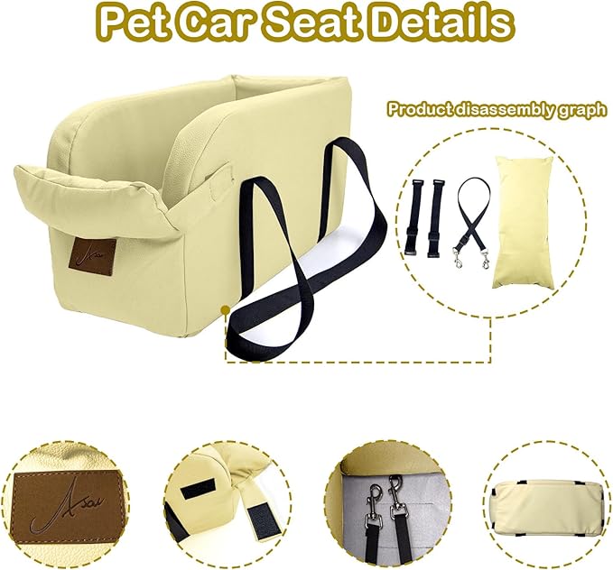 Dog Car Seat Centre Console Dog Booster Seat Dogs Console Car Seat for Dogs Cats Pets Up to 13lbs