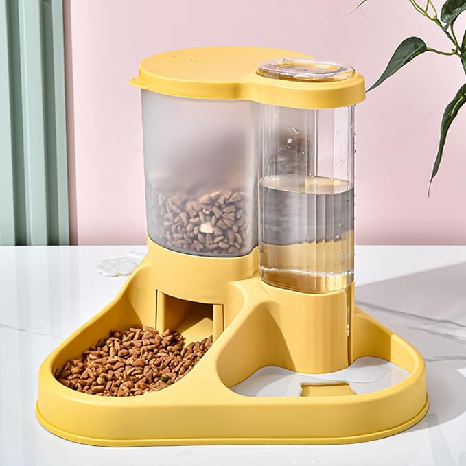 Automatic Dog Feeder Waterer, Multipurpose Large Capacity Transparent Design Cat Food and Water Bowl Set, Pet Feeder and Water Dispenser Set Pet Food Water Dispenser for Dogs Puppies Cats Pets