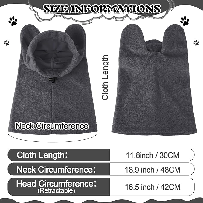 Winter Dog Hats Quiet Ears for Dogs Ear Muffs Pet Neck Warmer Scarf Hoodie Noise Protection Cover Beanie Head Wrap Costume for Pet Dog Cats (Grey,M)