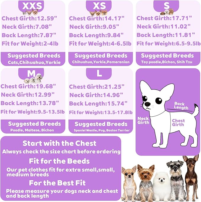 Fleece Dog Pajamas Winter Warm Dog Sweater for Small Dogs Thermal Soft Puppy Pjs Coat Stretchy Jumpsuit Doggie Pet Clothes Outfits Cat Apparel (Purple, Large)
