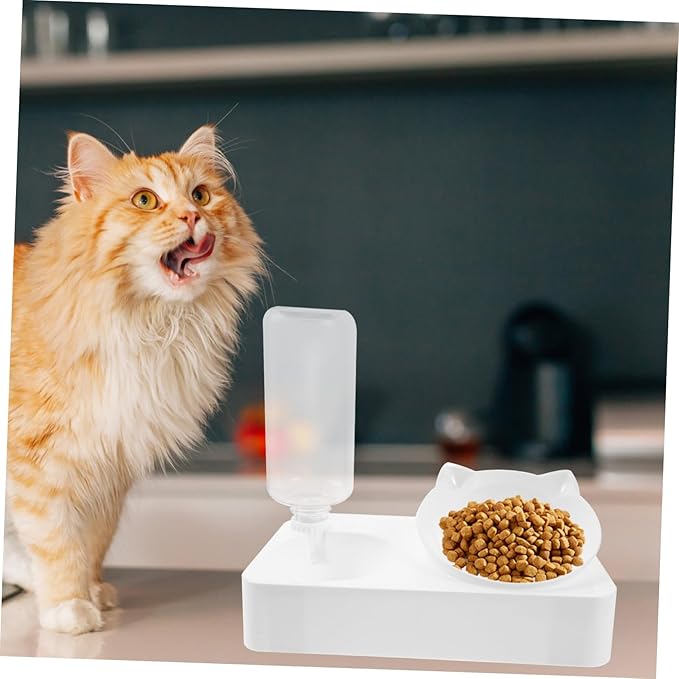 POPETPOP Pet Automatic Water Dispenser with Capacity Tilted Slow Feed Bowl Durable Material for Dogs and Cats Easy to Clean Waterer