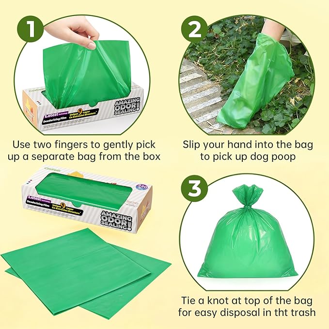 Odor-Sealing Dog Poop Bags 90 Count, Extra Strong Odor Control, Mutil-Layer Unscented Pet Waste Bags with Leak-Proof Design, Ideal for Dog Walks & Backyard Cleanup (Size:L, Color:Green)