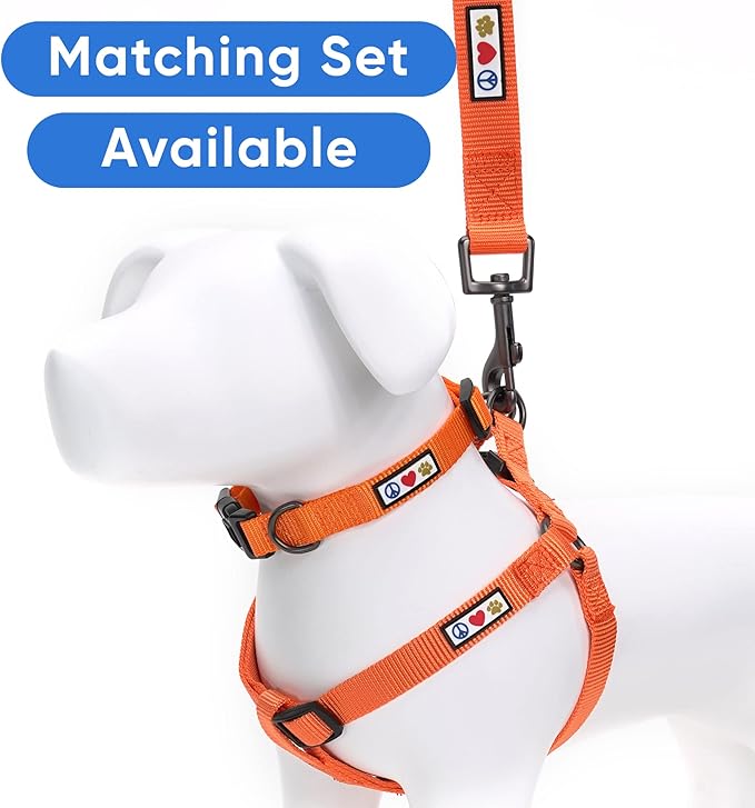 Pawtitas Personalized Dog & Puppy Harness Large Orange Custom ID Tag Adjustable No Pull Vest