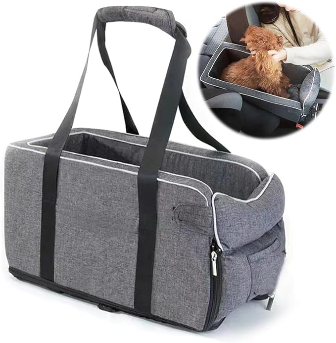 Multipurpose Center Console Dog Car Seat with Shoulder Straps Portable Pet Booster Seats Puppy Dog Bed for Small Dogs