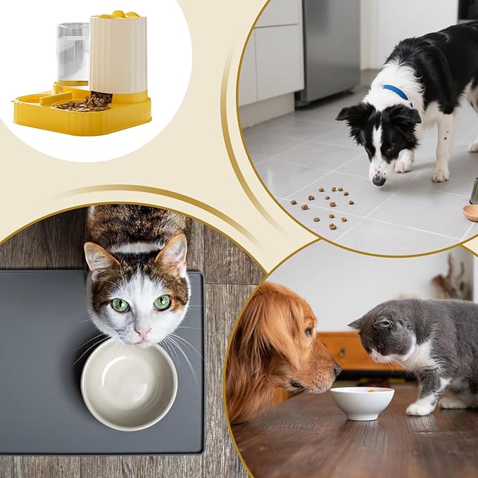Automatic Controlled Dog Feeder - 2 in 1 Pet Feeder and Waterer | Pet Food Bowl for Wet Dry Food Dispenser with Controlled Feed Outlet for Small Medium Pets Home Outdoor