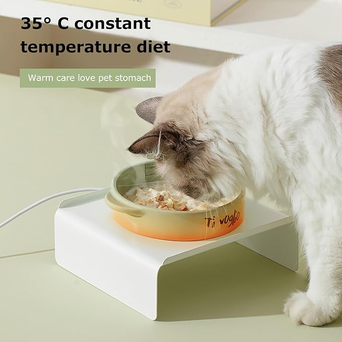 Ceramic Pet Heating Bowl - Constant Temperature Drinking Dish, Automatic Warm Water Feeder, Cold Weather Care Accessory | Chickens Birds Rabbits Cats for Chickens Birds Rabbits Cats