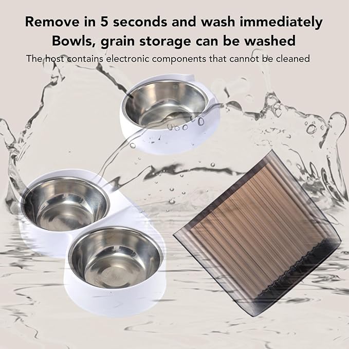Automatic Pet Feeder 5L Capacity, Disassemble Cat Dog Feeders with APP Remote Portion Control, 2 Layer Compartment Food Bowl, Timed Cat Food Dispenser for Cat Dog (Single Bowl